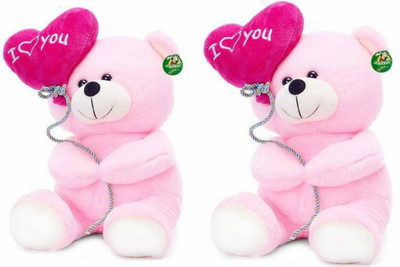 

Kidz Zone I Love You Balloon Heart Teddy Pink ( Set Of 2 )- 18 CM - 18 cm(Pink)