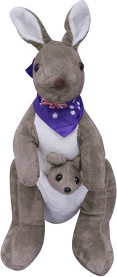 Casotec Cute Kangaroo Mother & Baby Stuffed Soft Plush Soft Toy - 30 cm(Grey)