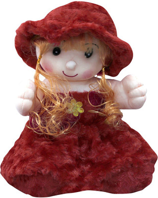 

Casotec Cute Smiling Sitting Doll Stuffed Soft Plush Soft Toy - 26 cm(Maroon Red)
