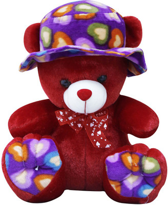 

Casotec Cute Teddy Bear with Cap Stuffed Soft Plush Soft Toy - 27 cm(Red)