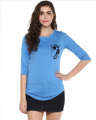 Young trendz Abstract Women Round Neck Light Blue T-Shirt