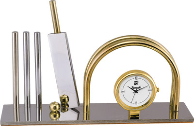 

ROMADO Analog CARD HOLDER GOLD AND, Silver Clock