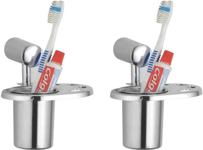 

Kamal Tumbler Holder Esteem (Set of 2) Stainless Steel Toothbrush Holder(Silver, Wall Mount)