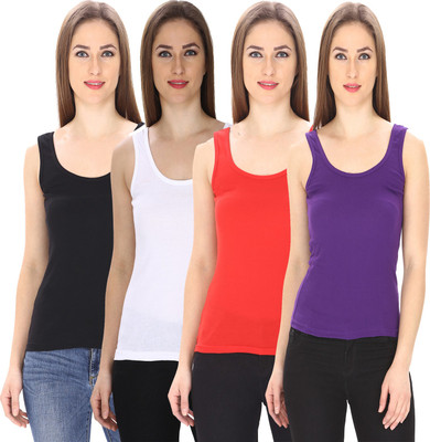 FRISKERS Casual Sleeveless Solid Women Multicolor Top FRISKERS Casual Sleeveless Solid Women Multicolor Top