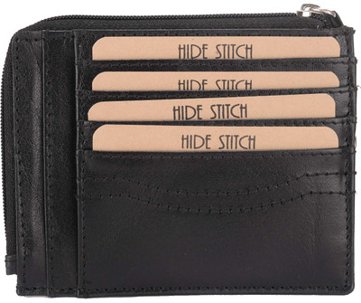 Hidestitch Men Black Genuine Leather Card Holder(5 Card Slots), Black-02