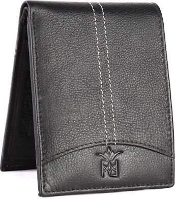 

Mark & Wear Men Black Genuine Leather Wallet(4 Card Slots), Smoky black