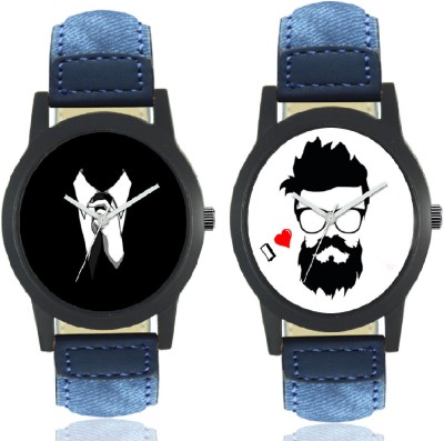 Miss Perfect Denim Black And White Print Luxury New collection Men Watch Combo Watch  - For Men   Watches  (Miss Perfect)
