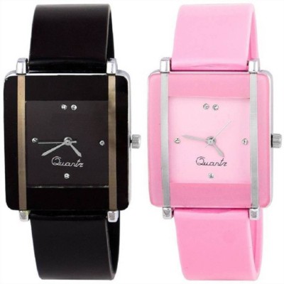 Ethnic and Style Black And Pink Square Dial Women Watch Make in India Watch  - For Women   Watches  (Ethnic and Style)