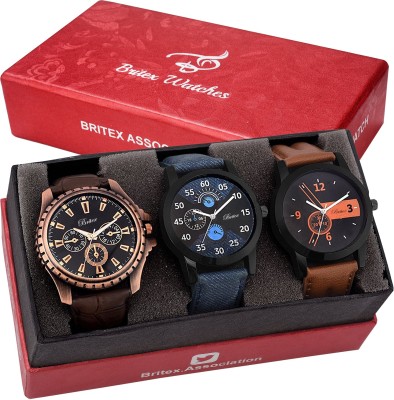 Britex BT3106~6150~6155 The PopUp~Pack of 3 Analog Watch  - For Men   Watches  (Britex)