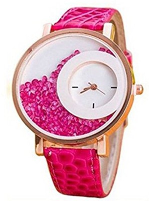 keepkart Pink MXRE Movable Diamond Half Moon Leather Dtrap 0021 For Woman And Girls Watch  - For Girls   Watches  (Keepkart)