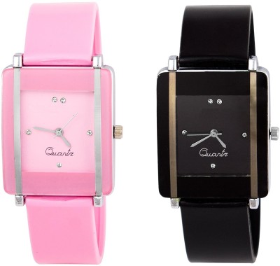 Ethnic and Style Pink And Black Square Dial Women Wrist Watch Giftable Analog Watch  - For Women   Watches  (Ethnic and Style)