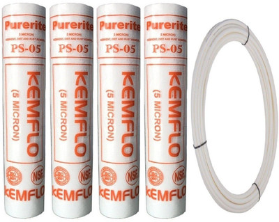 

BalRama 3mtr 1/4inch Pipe + 4pc 10inch Spun Filter Candle Prefilter Inline PP Spun Sand Dust Dirt Remove Filter 5 Micron for RO UV UF Water Purifiers Solid Filter Cartridge(5, Pack of 5)