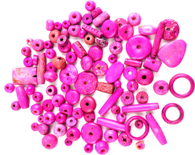 

estore pink fushia color 100 gm natural bone beads mixing for jewellery, art & craft making, diy kit
