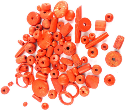 

estore red color 100 gm natural bone beads mixing for jewellery, art & craft making, diy kit