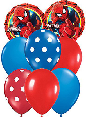 

PARTY PROPZ Solid COMBO INCLUDE SPIDERMAN FOIL BALLOON 2 PCS, BLUE RED SOLID COLOR LATEX BALLOON, Balloon(Multicolor, Pack of 42)