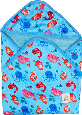 

Ole Baby Printed  Hooded Baby Blanket(Polyester, Sky Blue