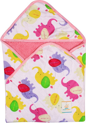 

Ole Baby Printed  Hooded Baby Blanket(Polyester, Baby Pink