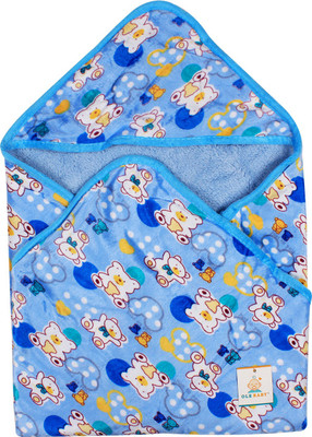

Ole Baby Printed  Hooded Baby Blanket(Polyester, Light Blue
