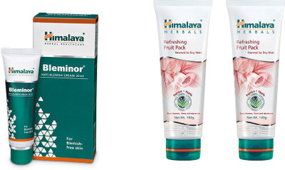 

Himalaya Refreshing Fruit Pack, Bleminor Anti Blemish Cream, Refreshing Fruit Pack(Set of 3)