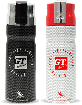 

Ekoz GT WHITE AND BLACK DEODORANT COMBO AND (PACK OF 2) Body Spray - For Men & Women(200 ml, Pack of 2)