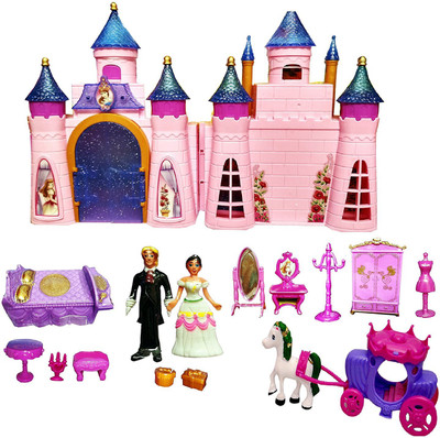 

PRiQ Castle Doll House with Accessories - Musical Dollhouse(Pink, Multicolor)