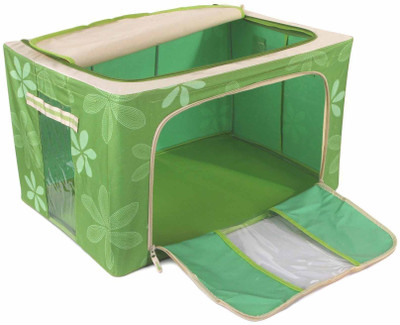 

CheckSums Storage 11939 4 in 1 Jumbo Saree/Lehenga/Woolens Storage Box/Foldable Collapsible Wardrobe/Almirah Cabinet Rack Shelf with Steel Frames Storage_Box_Green(Green)