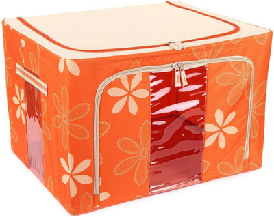 

CheckSums Storage 11941 in 1 Jumbo Saree/Lehenga/Woolens Storage Box/Foldable Collapsible Wardrobe/Almirah Cabinet Rack Shelf with Steel Frames Storage_Box_Orange(Orange)