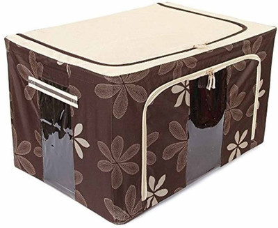 

CheckSums Storage 11942 in 1 Jumbo Saree/Lehenga/Woolens Storage Box/Foldable Collapsible Wardrobe/Almirah Cabinet Rack Shelf with Steel Frames Storage_Box_Brown(Orange)