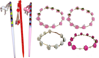 

HIMANI combo of juda sticks with Floral Tiara Hair Accessory Set(Multicolor)