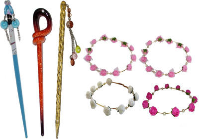 

HIMANI combo of juda sticks with Floral Tiara Hair Accessory Set(Multicolor)