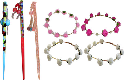 

HIMANI combo of juda sticks with Floral Tiara Hair Accessory Set(Multicolor)