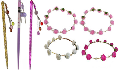 

HIMANI combo of juda sticks with Floral Tiara Hair Accessory Set(Multicolor)