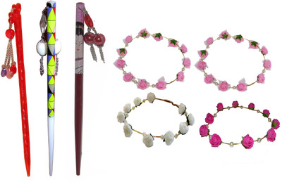 

Riya combo of juda sticks with Floral Tiara Hair Accessory Set(Multicolor)