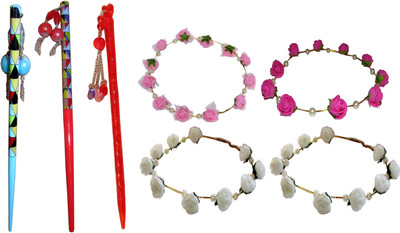 

HIMANI combo of juda sticks with Floral Tiara Hair Accessory Set(Multicolor)