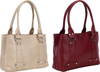

Lady bar Shoulder Bag(Tan, Maroon), Maroon;tan