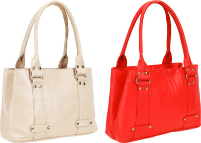 

Lady bar Shoulder Bag(Beige, Red)