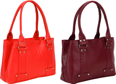 

Lady bar Shoulder Bag(Red, Maroon), Maroon;red