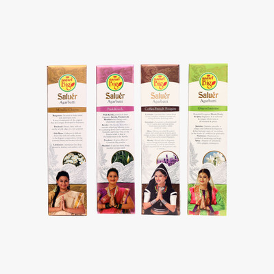 

Safari Big Combo 12 Green-Jasmine,Coffee-French,Metallic-Chypre, Pink-Kewda Agarbattis(80 Units)