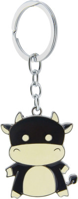 

New Sadar Bazar Angry Cow Premium Metal Keychain|Black and White| Key Chain