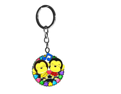 

New Sadar Bazar Twin Music Monkeys Spinning Metal Keychain Key Chain