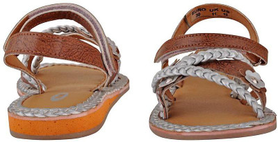 

Beanz Girls Velcro Strappy Sandals(Pink, Pink/silver