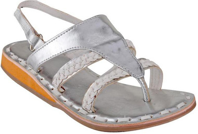 

Beanz Girls Velcro Strappy Sandals(Silver, Silver/wht