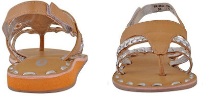 

Beanz Girls Velcro Strappy Sandals(Beige, Beige/silver