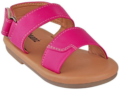 

Beanz Girls Velcro Strappy Sandals(Pink, Pink/beige