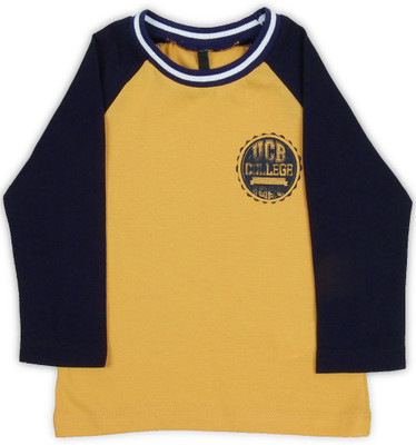 

United Colors of Benetton Boys Solid Cotton T Shirt(Yellow, Pack of 1, K48