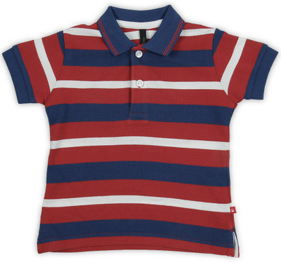 

United Colors of Benetton Boys Striped Cotton T Shirt(Red, Pack of 1, 902