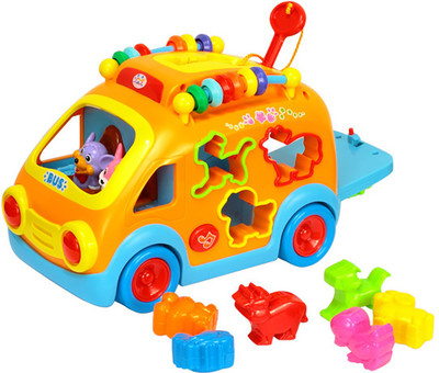 

Kiditos Innovative Vehicle Happy Bus with Music & Lights & Blocks Learning Educational Toy(Multicolor)