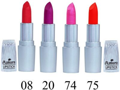 

AMURA Silver Beauty LipStick Set of 4 (08,20,74,75)(Multicolor)