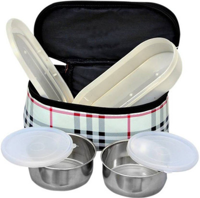 

Dealsnbuy Lunch Box With Insulated Bag 3 Containers Lunch Box(750 ml), Multicolor