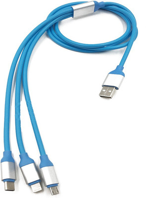 

Trost High speed Blue 3 IN 1 (Micro USB,C Type connector & Lightening connector) USB Cable(Blue)